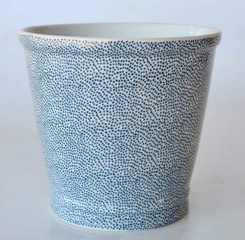 Large Blue Dot Round Planter